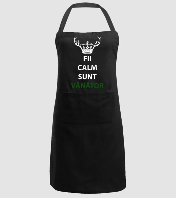 fii calm, sunt vânător model negru pe tricou
