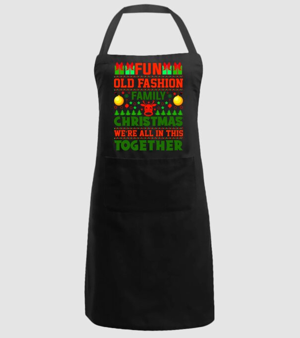 fun old fashion family christmas model negru pe tricou