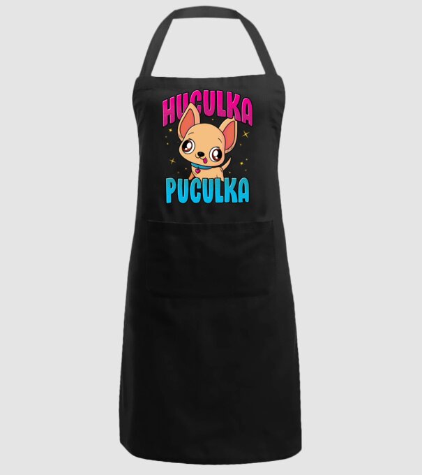 Huculka Puculka chivava model negru pe tricou
