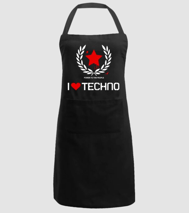 I love techno model negru pe tricou