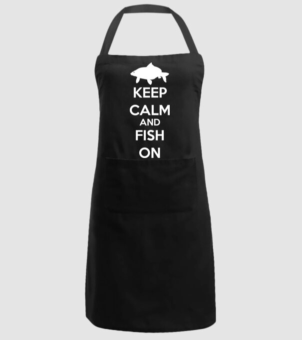Keep calm and fish on model negru pe tricou