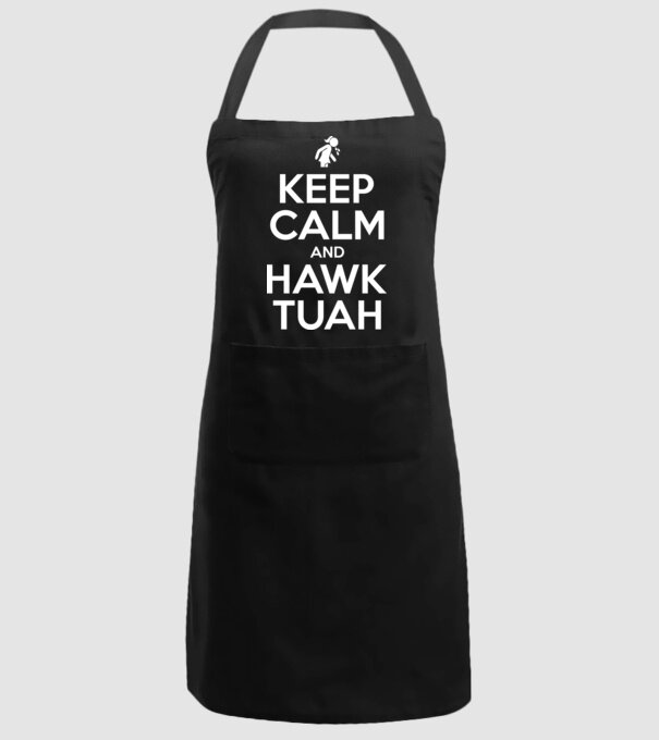 Keep calm and hawk tuah model negru pe tricou