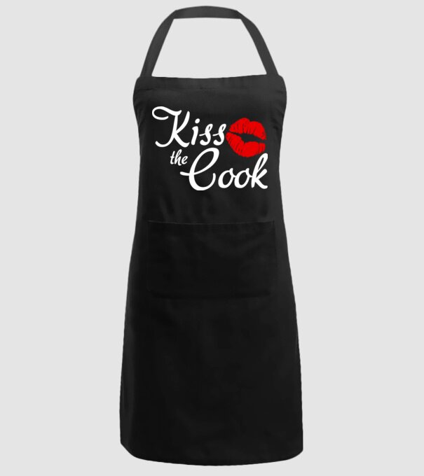 Kiss the cook model negru pe tricou