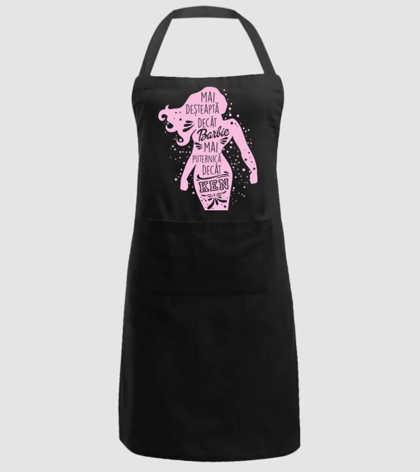 Mai deșteaptă decât Barbie, mai puternică decât Ken model negru pe tricou