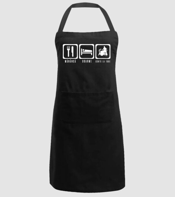 Mănâncă, doarme, cântă la tobe model negru pe tricou