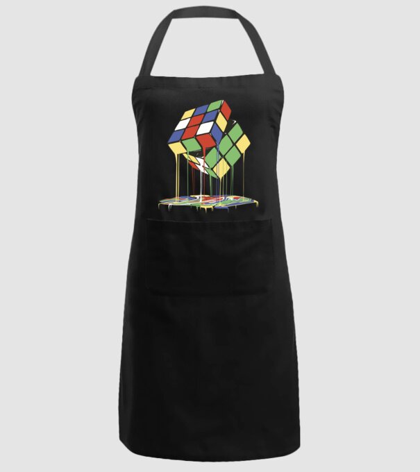 Melting Rubik cube model negru pe tricou