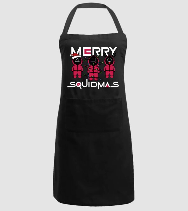 Merry squidmas model negru pe tricou