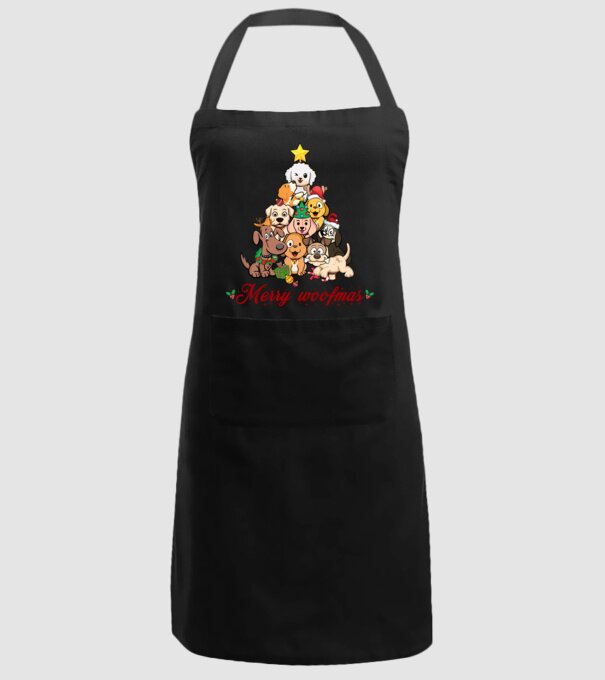 Merry woofmas model negru pe tricou