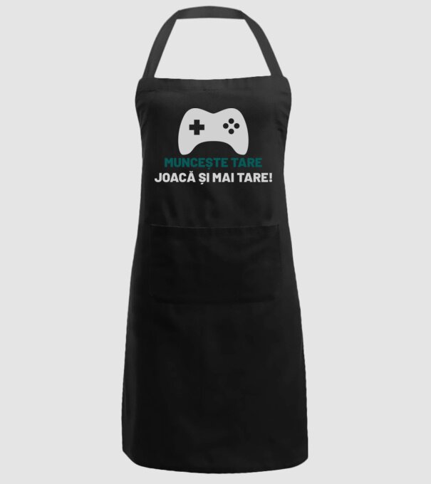 Muncește tare, joacă și mai tare! model negru pe tricou