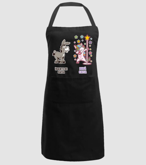Înainte de cafea - După cafea model negru pe tricou