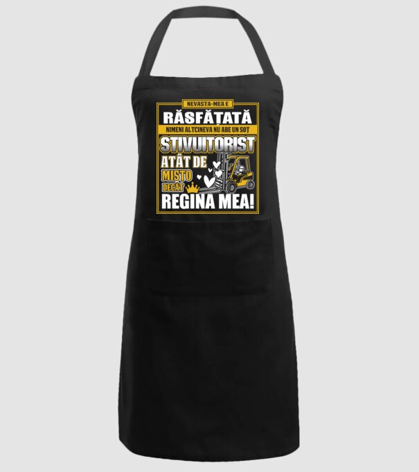 Nevastă-mea e răsfățată, nimeni altcineva nu are un soț stivuitorist atât de mișto decât regina mea - D8678046-01 model negru pe tricou