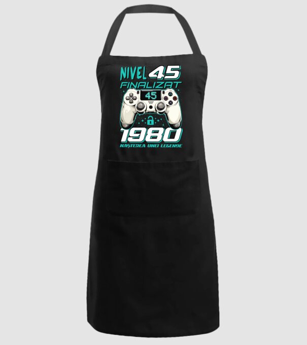Nivel finalizat 45 1980 model negru pe tricou