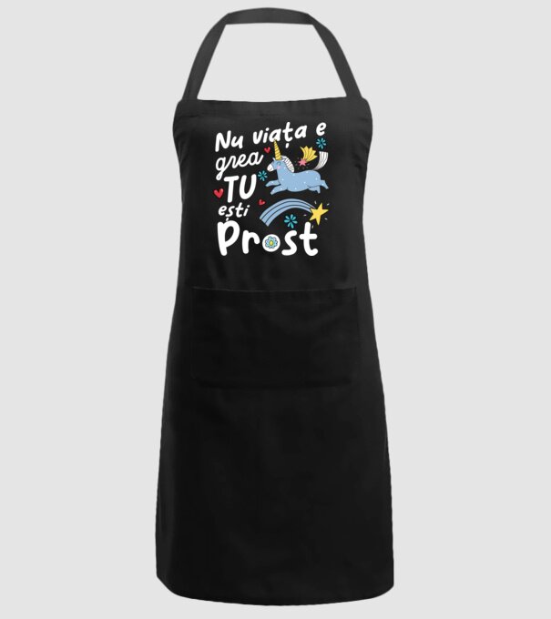 Nu viața e grea, tu ești prost model negru pe tricou