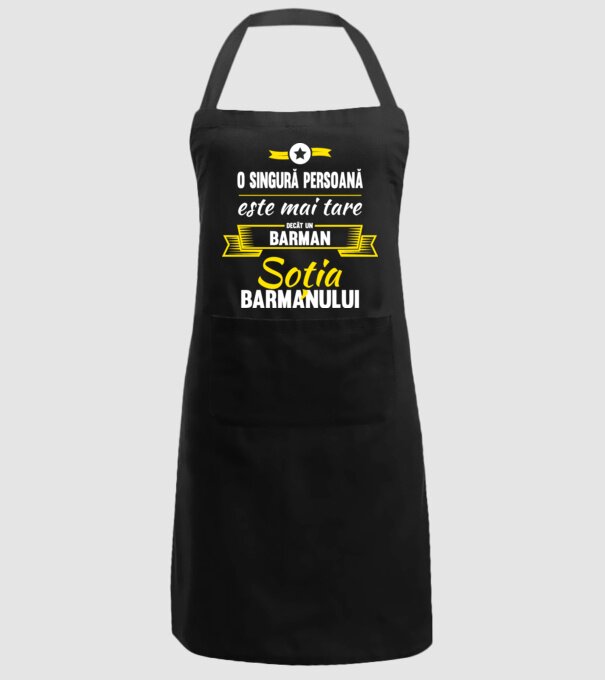 O singură persoană este mai tare decât un barman, soția barmanului model negru pe tricou