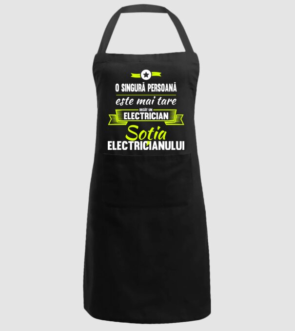 O singură persoană este mai tare decât un electrician, soția electricianului model negru pe tricou