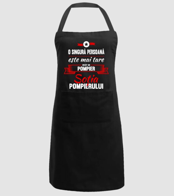 O singură persoană este mai tare decât un pompier, soția pompierului model negru pe tricou