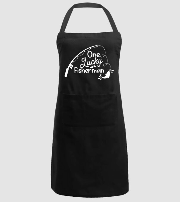 One lucky Fisherman model negru pe tricou