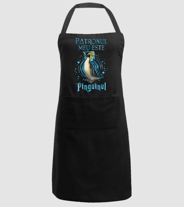 Patronul meu este PINGUINUL model negru pe tricou