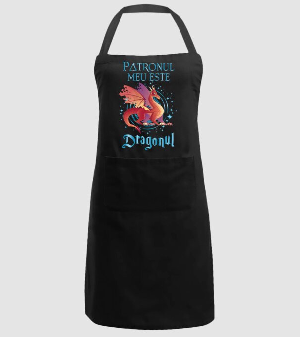 Patronul meu este DRAGONUL model negru pe tricou