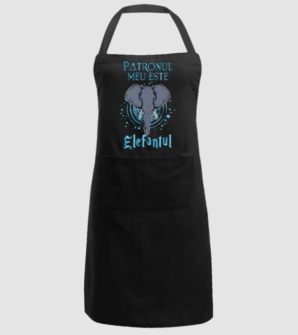 Patronul meu este ELEFANTUL model negru pe tricou