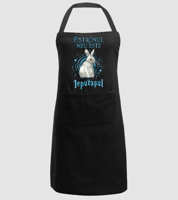 Patronul meu este IEPURAȘUL model negru pe tricou