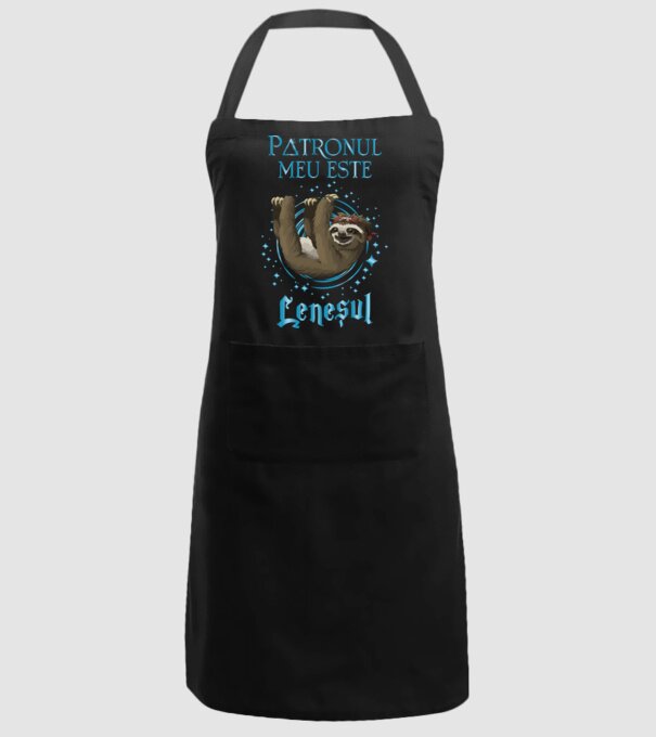 Patronul meu este LENEȘUL model negru pe tricou