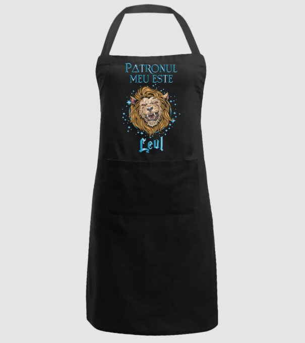Patronul meu este LEUL model negru pe tricou