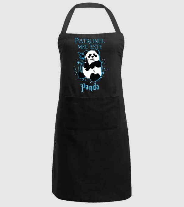 Patronul meu este PANDA model negru pe tricou