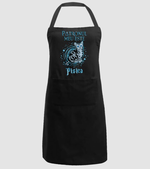 Patronul meu este PISICA model negru pe tricou