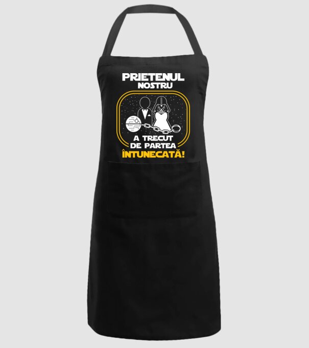 Prietenul nostru a trecut de partea întunecată model negru pe tricou