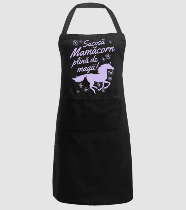Sacoșă mamăcorn plină de magii! model negru pe tricou