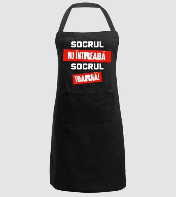 Socrul nu întreabă, socrul toarnă! model negru pe tricou