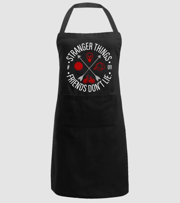 stranger things friends dont lie model negru pe tricou