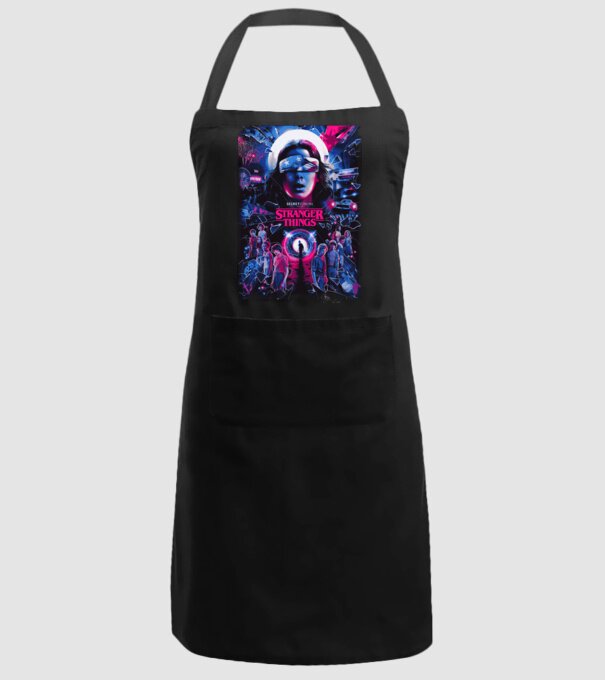 stranger things poster neon model negru pe tricou