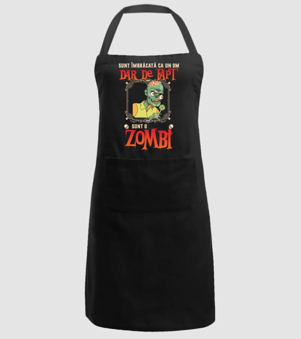 sunt îmbrăcat ca un om, dar de fapt sunt un zombi model negru pe tricou