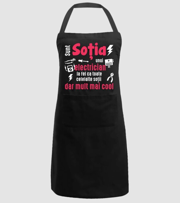 sunt soția unui electrician, la fel ca toate celelalte soții, dar mult mai cool D4337486 model negru pe tricou