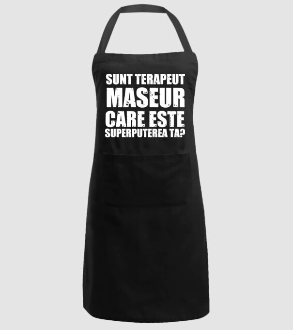 sunt terapeut de masaj, care este superputerea ta? model negru pe tricou