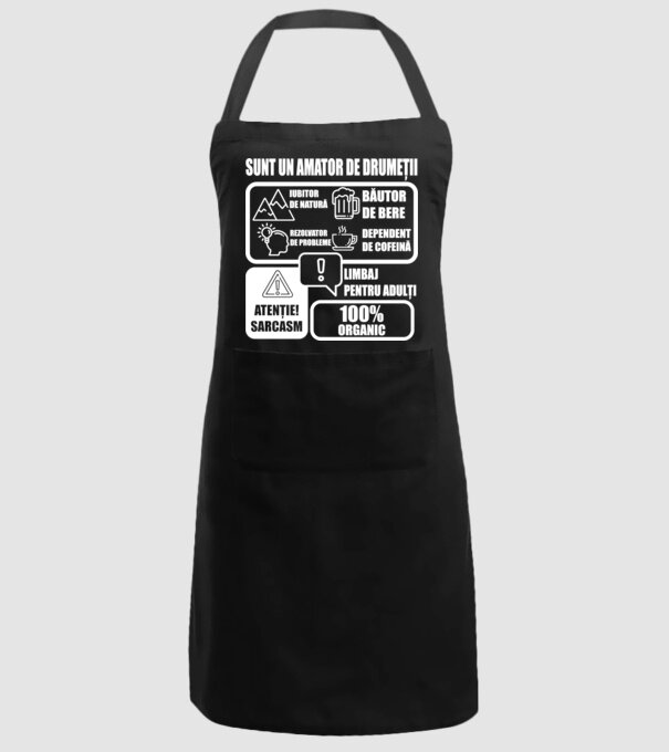 sunt un amator de drumeții - iubitor de natură - rezolvator de probleme - băutor de bere - dependent de cofeină - limbaj pentru model negru pe tricou