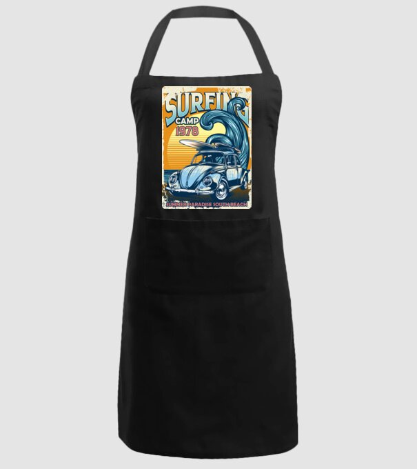 Surfer Camp model negru pe tricou