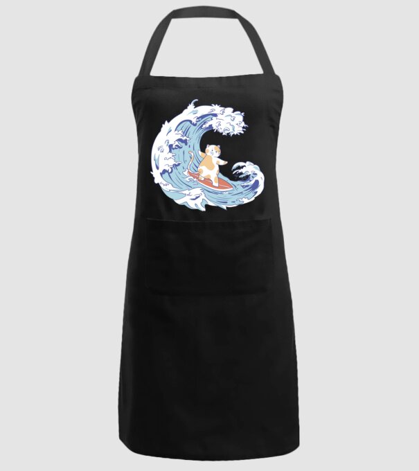 Surfer kitty model negru pe tricou