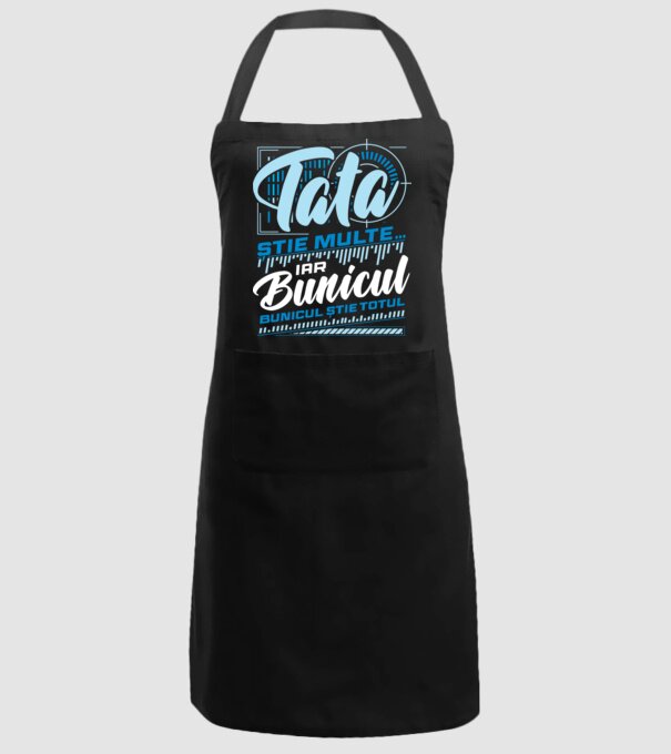 Tata știe multe iar bunicul știe totul model negru pe tricou