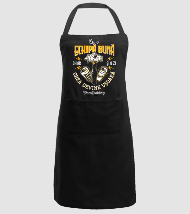 Cu o echipă bună, chiar și o zi grea devine ușoară - team building model negru pe tricou