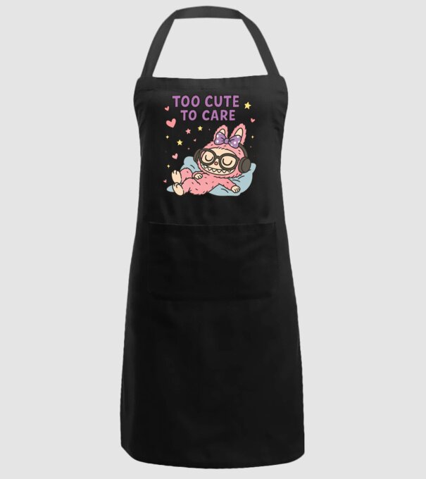 Too cute to care model negru pe tricou