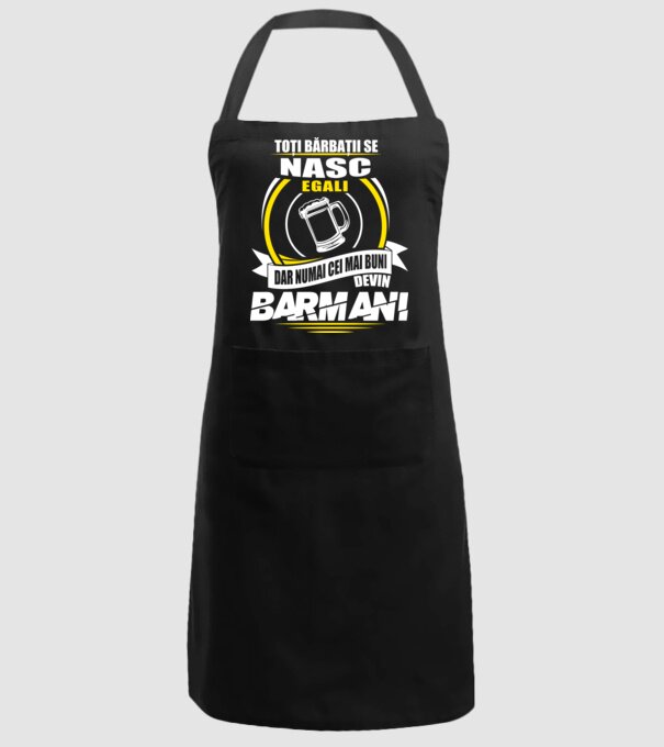 Toți bărbații se nasc egali barmani model negru pe tricou