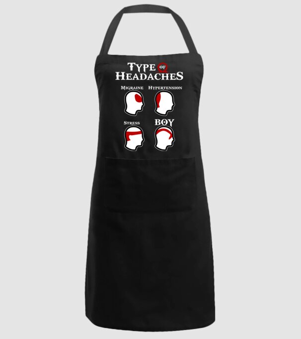 Type of Headaches - God of War model negru pe tricou