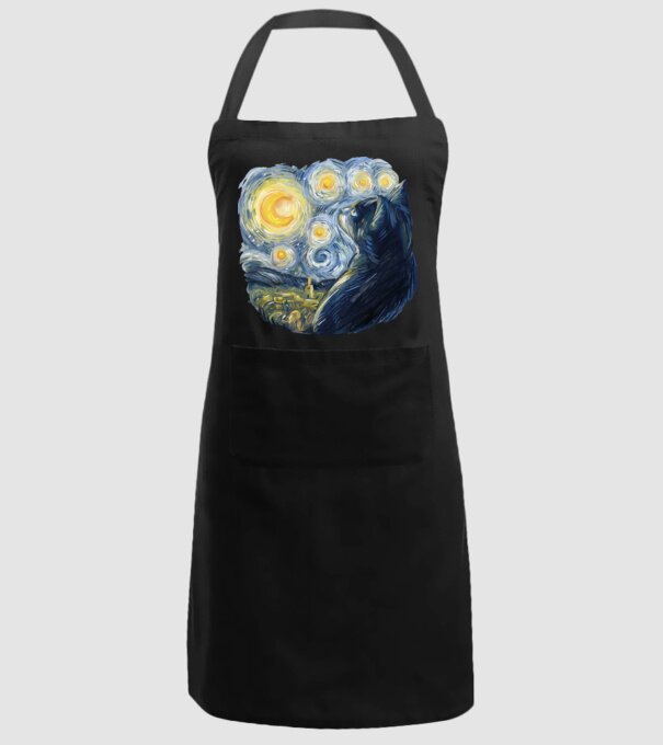 Van Gogh cat model negru pe tricou