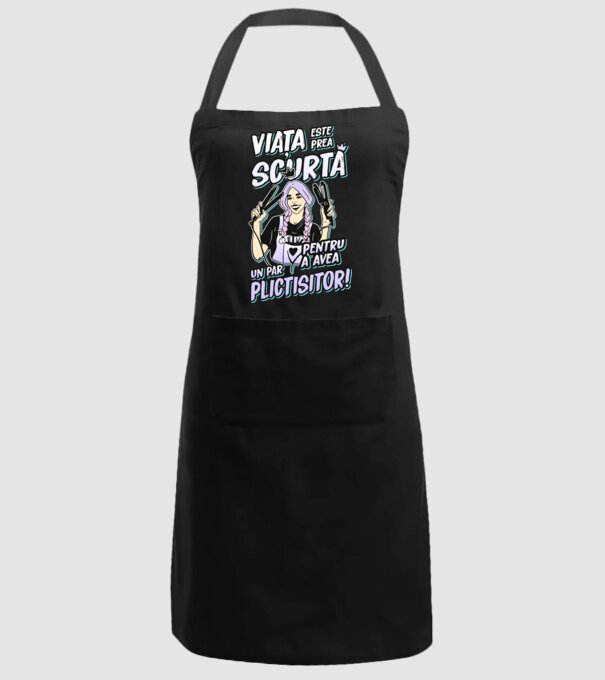 viata este prea scurta pentru a avea un par plictisitor model negru pe tricou