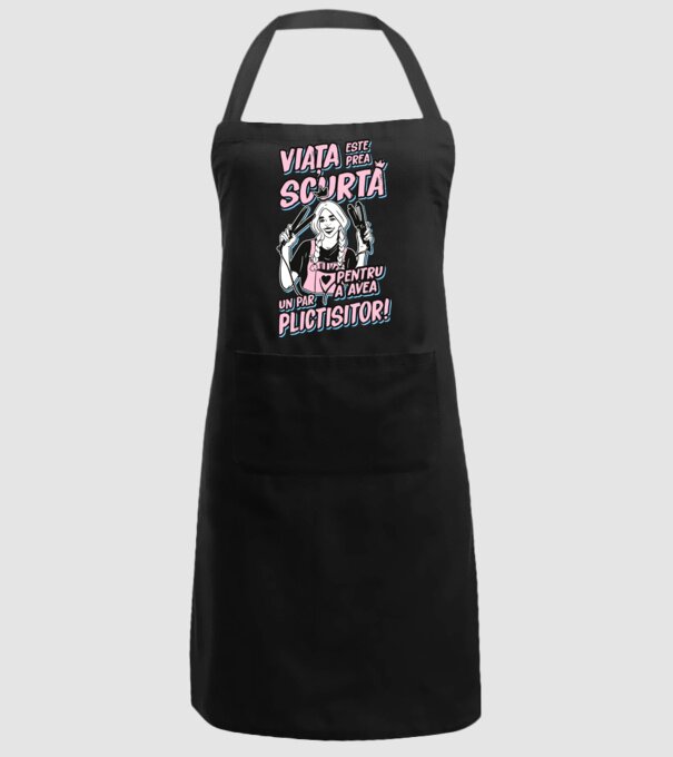 viata este prea scurta pentru a avea un par plictisitor model negru pe tricou