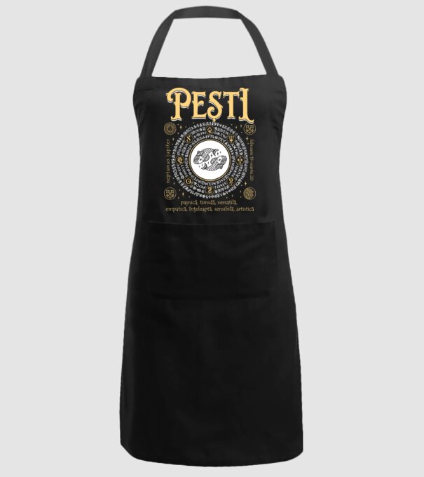 Zodiac femeie PEȘTI golden model negru pe tricou