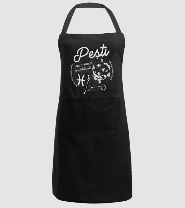 Zodiac femeie PEȘTI retro model negru pe tricou